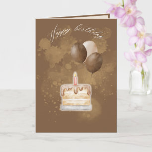Carte de vœux minimaliste marron pour joyeux anniv