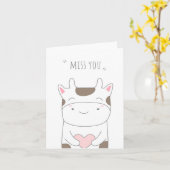 Carte de voeux Miss Cute Cow Love (Fleur jaune)
