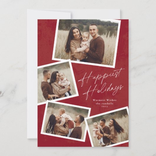 Carte de vœux Modern Script 4 Photo Collage Happie (Devant)