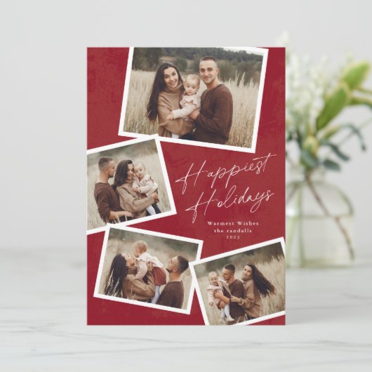 Carte de vœux Modern Script 4 Photo Collage Happie (Debout devant)