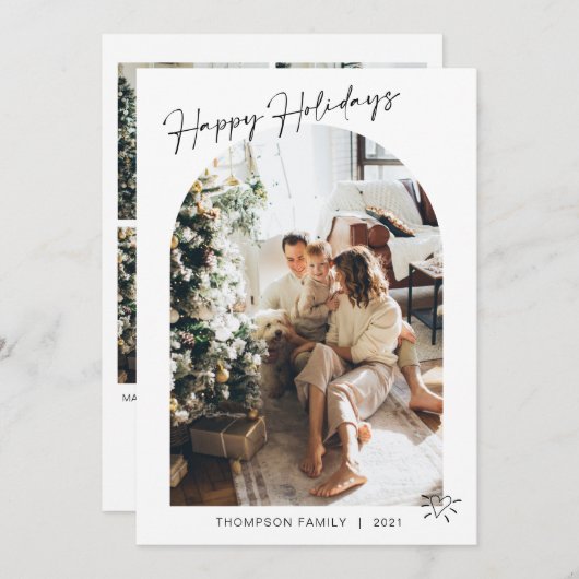 Carte de vœux moderne 5 photos cœur en forme d'arc (Devant / Derrière)