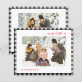 Carte de vœux moderne à carreaux Budget Joyeux Noë (Devant / Derrière)