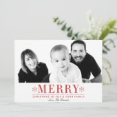 Carte de vœux moderne avec flocons de neige rouges (Debout devant)