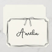 Carte de vœux moderne avec nom personnalisé et nœu (Devant / Derrière)