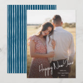 Carte de vœux Moderne Bonne Année avec Photo et Te (Devant / Derrière)