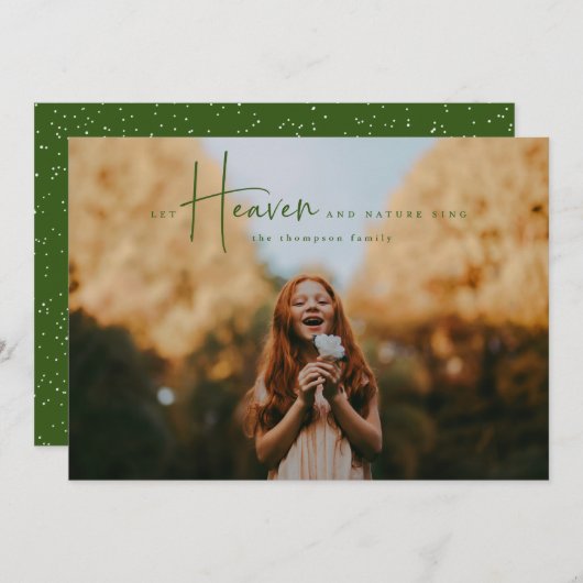 Carte de vœux moderne de Noël vert forêt (Devant / Derrière)