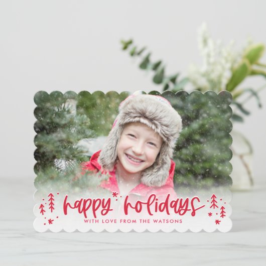 Carte de vœux moderne de Noël Winter Doodles (Debout devant)