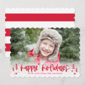 Carte de vœux moderne de vacances Doodles d'hiver (Devant / Derrière)