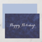 Carte de vœux Moderne Deep Blue Bokeh Joyeux Noël (Devant / Derrière)