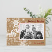 Carte de vœux moderne d'hiver doré et rouge (Debout devant)