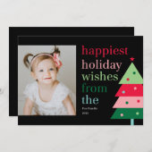 Carte de vœux moderne et amusante de l'arbre le pl (Devant / Derrière)