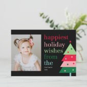 Carte de vœux moderne et amusante de l'arbre le pl (Debout devant)