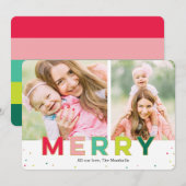 Carte de vœux moderne Gleeful Merry 2 Photos (Devant / Derrière)