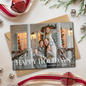 Carte de vœux moderne Joyeuses Fêtes écriture blan