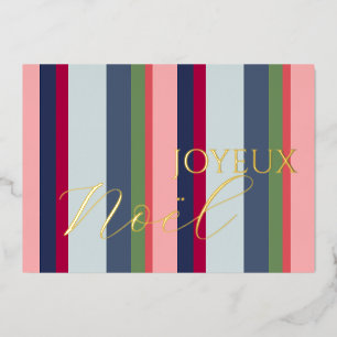 Carte de vœux moderne "Joyeux Noël" à rayures pour