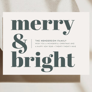 Carte de Vœux Moderne Joyeux Noël Merry & Bright