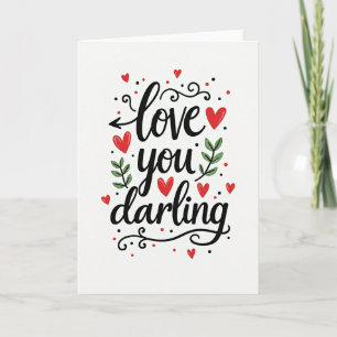 Carte de vœux moderne « Love You Darling »