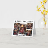 Carte de vœux moderne pliée avec 5 photos Joyeuses (Fleur jaune)