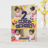 Carte de vœux moderne pour 2e anniversaire avec ph (Fleur jaune)