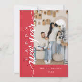 Carte de vœux Moderne Rose pour la Bonne Année (Devant)