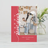 Carte de vœux Moderne Rose pour la Bonne Année (Debout devant)