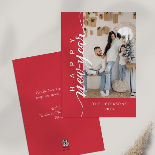 Carte de vœux Moderne Rose pour la Bonne Année