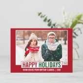 Carte de vœux moderne rouge (Debout devant)