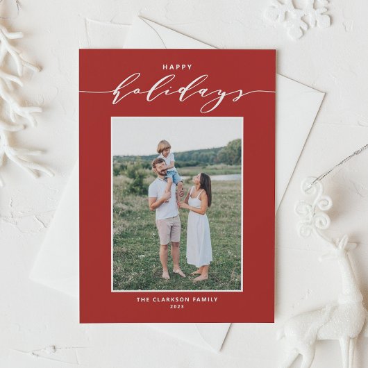 Carte de vœux moderne rouge avec typographie mixte