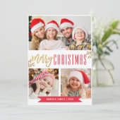 Carte de voeux moderne rouge et or de Noël (Debout devant)