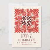 Carte de vœux moderne rouge florale pour les Fêtes (Devant)