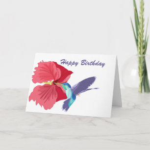 Carte de vœux modifiable Colibri Bleu et Vert