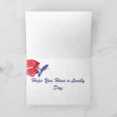 Carte de voeux modifiable de colibri bleu et vert (Intérieur)