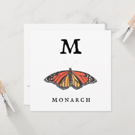 Carte de voeux Monarch Flat "M" (Devant/Arrière en situation)