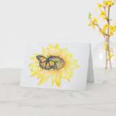 Carte de vœux Monarque & Tournesol (Fleur jaune)