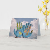 Carte de voeux mondaine de mains (Fleur jaune)