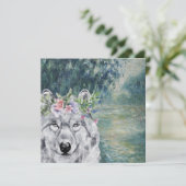 Carte de voeux Monet Morning Seine et Grey Wolf (Debout devant)