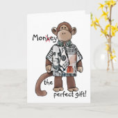 Carte de vœux Money/Singe (Fleur jaune)