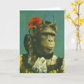 Carte de voeux Monkey Demon (Fleur jaune)