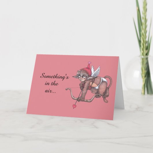 Carte de voeux Monkey Gnome Cupid Valentine (Devant)