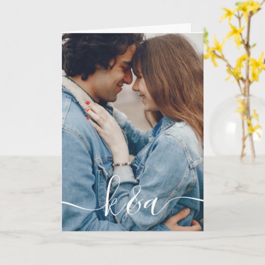 Carte de voeux Monogramme (Fleur jaune)