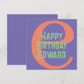 Carte de voeux Monogramme Anniversaire - Initiale  (Devant / Derrière)