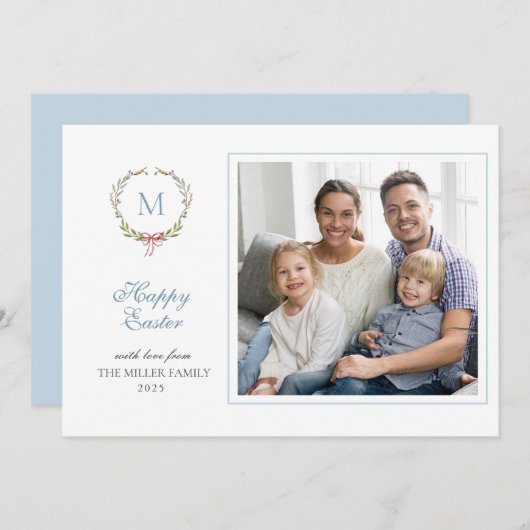 Carte de voeux Monogramme de Pâques (Devant / Derrière)