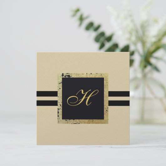 Carte de voeux Monogramme Noir et Tan (Debout devant)