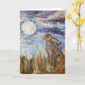 Carte de voeux Moongazing Hare (Fleur jaune)