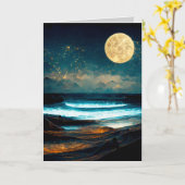 Carte de vœux / Moonlight Ocean Greeting (Fleur jaune)