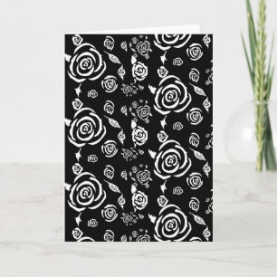 Carte de voeux Motif Rose noire et blanche