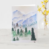 Carte de voeux Mountain Watercolor (Fleur jaune)
