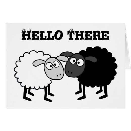 Carte de vœux Mouton noir Mouton blanc (Devant Horizontal)
