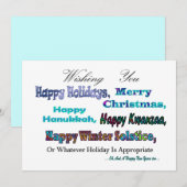 Carte de vœux multi-fêtes bleu turquoise (Devant / Derrière)