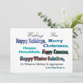 Carte de vœux multi-fêtes Turquoise Bleu (Debout devant)